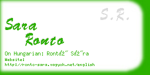 sara ronto business card